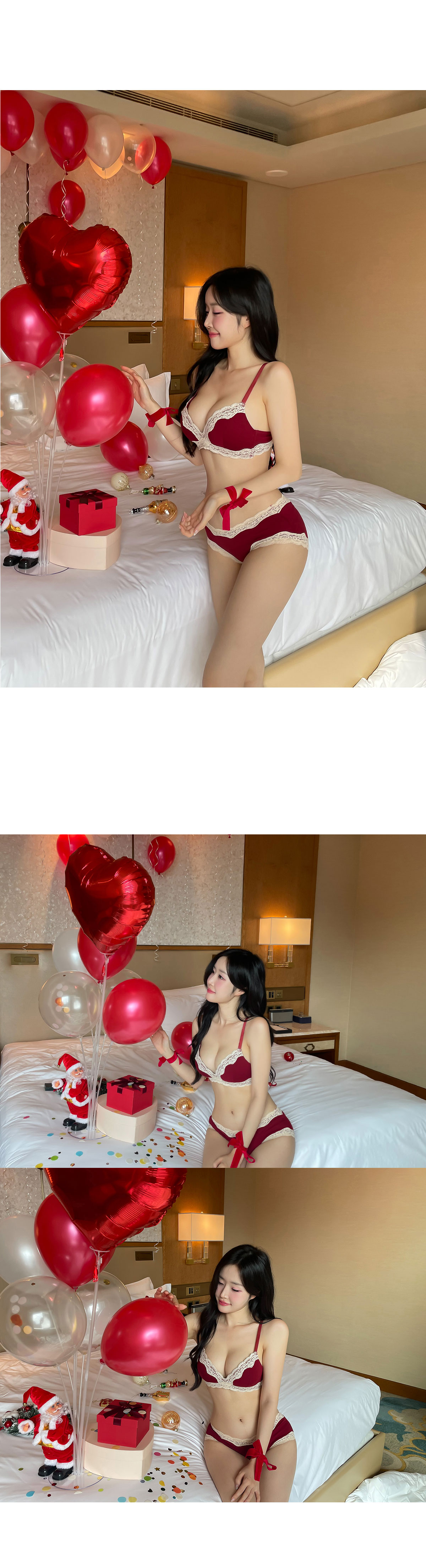 [자체제작/3cm볼륨] 밀크뽕 폭신한 로맨틱 밀크브라세트 레이스 코튼 노와이어 볼륨브라 상세 이미지 11