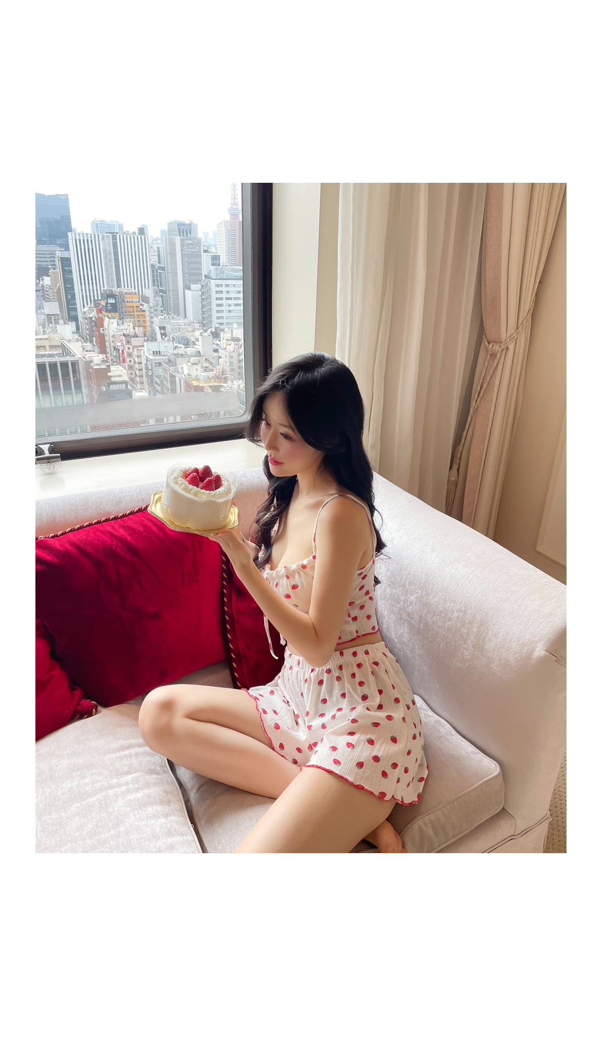 큐티섹시🍓시원하고 편한 여름파자마 스트로베리 블룸 잠옷세트 딸기 나시 홈웨어 상세 이미지 10
